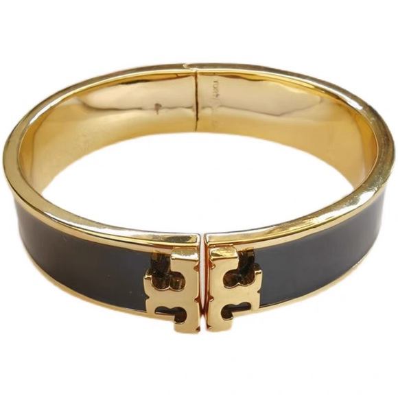 Tory Burch Gold Logo Black Bangle - Picture 6 of 12